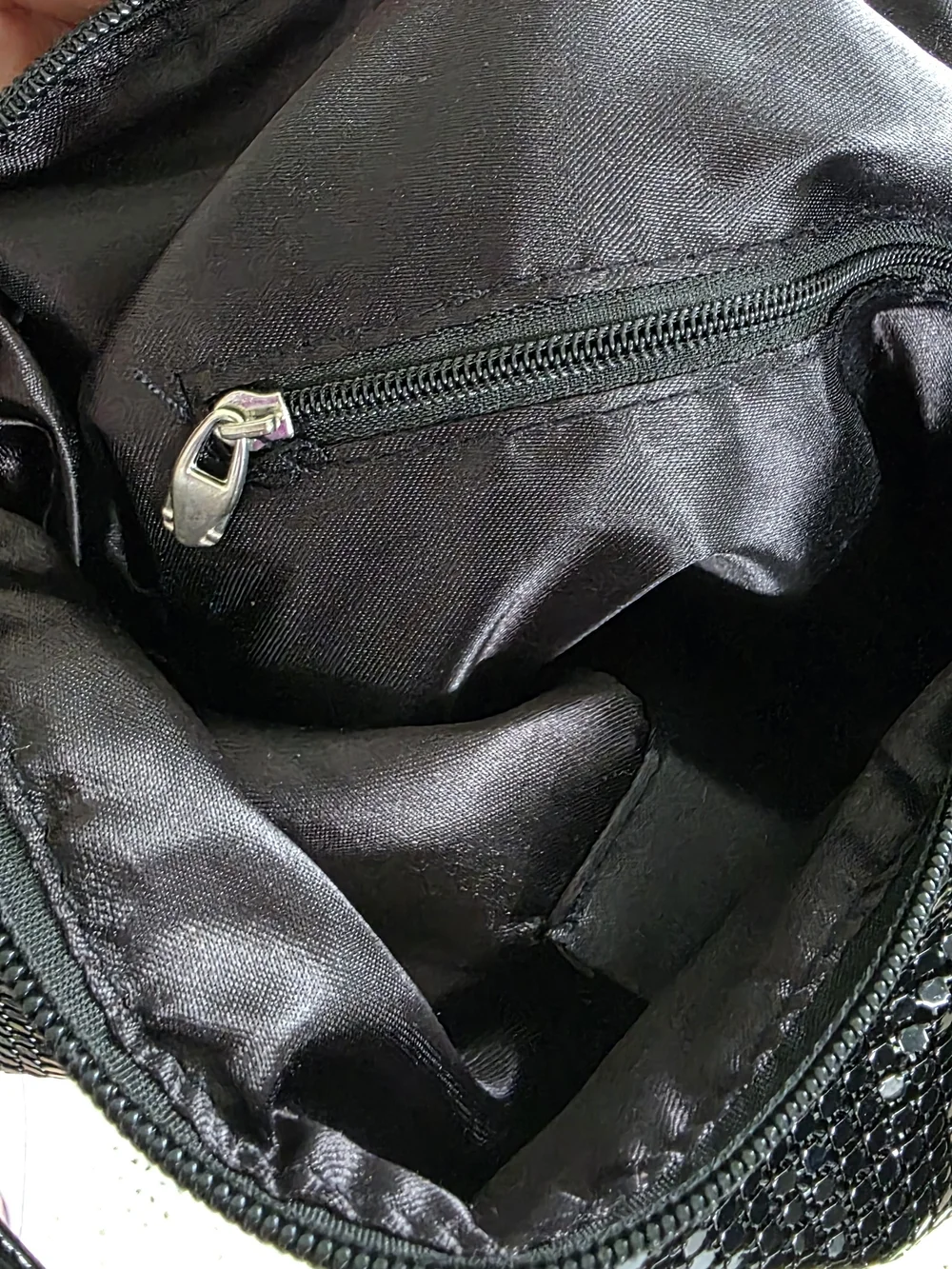 Black Metal Mesh Shoulder Bag Shiny Chainmail Hobo Purse Y2K Evening Disco